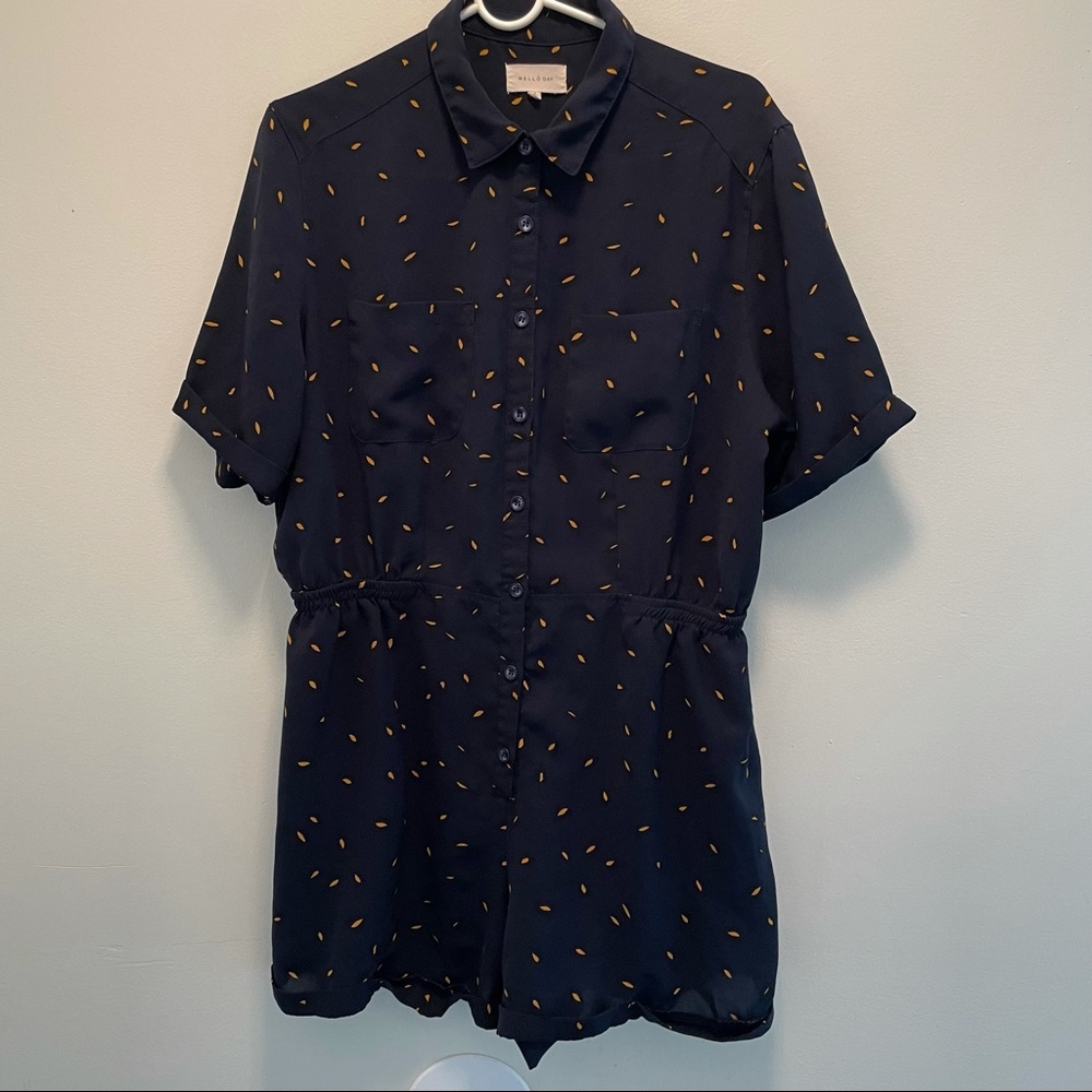Mello Day navy and mustard romper